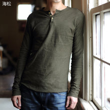 画像をギャラリービューアに読み込む, 吊り編み オーガニックコットン メンズ ヘンリーネック 長袖