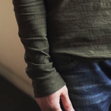 画像をギャラリービューアに読み込む, 吊り編み オーガニックコットン メンズ ヘンリーネック 長袖