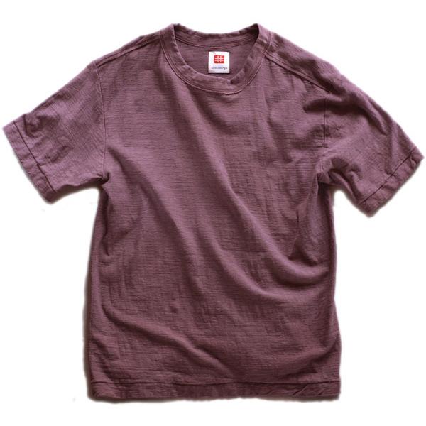 蒲萄（えびぞめ）色　吊り編み オーガニックコットン Tシャツ 半袖/長袖